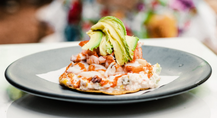 A tostada at La Guerrerense.